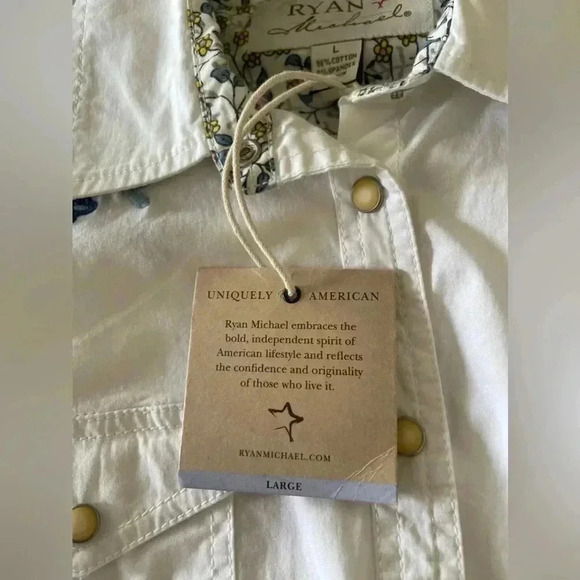 Ryan Michael Embroidered Blue Floral White shirt - Picture 9 of 11